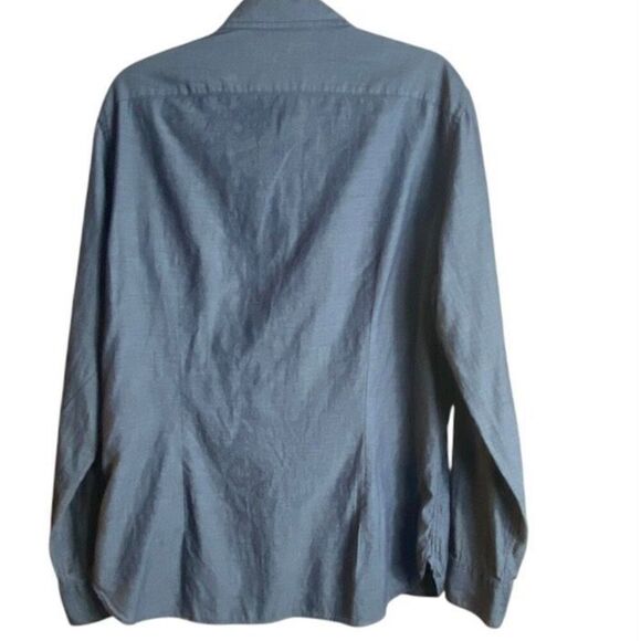 John Varvatos USA Mens Large Button Down Shirt Blue 100% Cotton Long Sleeve Casu - Picture 3 of 5